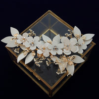 White Leather Flower Brides Barrettes Hairaband Flower Headbands J6190