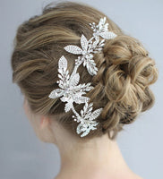 European Silver Leaves Brides Hair Barrettes Flower Tiaras Headpieces Wedding Hair Accessories J6197