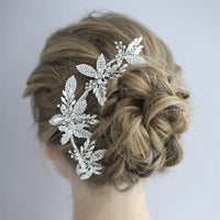 Korean Leaves Brides Barrettes Bridal Crystal Headbands Wedding Hair Accessory