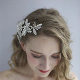 Korean Leaves Brides Barrettes Bridal Crystal Headbands Wedding Hair Accessory