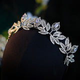 Sparkling Silver Leaves Crystal Bridal Tiaras Crowns Wedding Crystal Headpieces LB0001