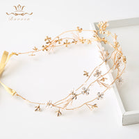 Multi-layers Flower Brides Hairbands Gold Bridal Headbands Crystal Evening Hair Jewelry Wedding Hair Accessory Handmade