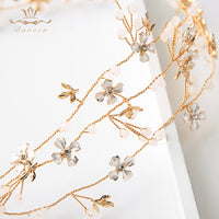 Multi-layers Flower Brides Hairbands Gold Bridal Headbands Crystal Evening Hair Jewelry Wedding Hair Accessory Handmade