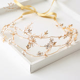 Multi-layers Flower Brides Hairbands Gold Bridal Headbands Crystal Evening Hair Jewelry Wedding Hair Accessory Handmade