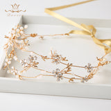 Multi-layers Flower Brides Hairbands Gold Bridal Headbands Crystal Evening Hair Jewelry Wedding Hair Accessory Handmade