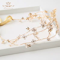 Multi-layers Flower Brides Hairbands Gold Bridal Headbands Crystal Evening Hair Jewelry Wedding Hair Accessory Handmade