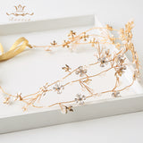 Multi-layers Flower Brides Hairbands Gold Bridal Headbands Crystal Evening Hair Jewelry Wedding Hair Accessory Handmade