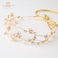 Multi-layers Flower Brides Hairbands Gold Bridal Headbands Crystal Evening Hair Jewelry Wedding Hair Accessory Handmade