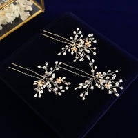 3 pieces Handmade Sparkling Crystal Silver Hair Sticks European Rhinestone Hairbands Hairpins