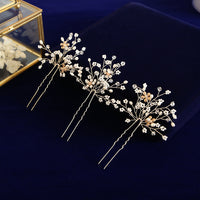 3 pieces Handmade Sparkling Crystal Silver Hair Sticks European Rhinestone Hairbands Hairpins