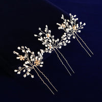 3 pieces Handmade Sparkling Crystal Silver Hair Sticks European Rhinestone Hairbands Hairpins