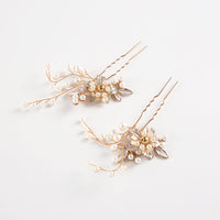 Woman Wedding Crystals Hair Clips Gold Hairpins Wedding Sticks for Brides 2 pics/lot