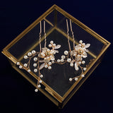 Woman Wedding Crystals Hair Clips Gold Hairpins Wedding Sticks for Brides 2 pics/lot