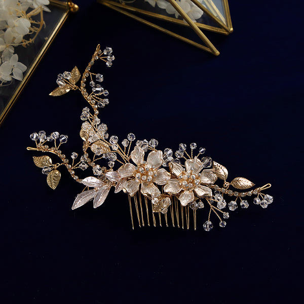 Gegorous Bridal Hair Combs Leaves Hairpins Rhinestone Hair Sticks Wedding Hair Accessories