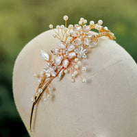 Handmade Crystal&Pearls Wedding Tiara Headbands Brides Hairbands O574