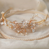 Handmade Crystal&Pearls Wedding Tiara Headbands Brides Hairbands O574