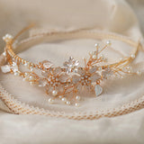 Handmade Crystal&Pearls Wedding Tiara Headbands Brides Hairbands O574