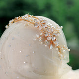 Handmade Crystal&Pearls Wedding Tiara Headbands Brides Hairbands O574