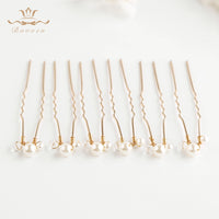 6 pics/ Handmade Gold Brides Pearls  Brides Crystal Hairpin Woman Fashion Hair clips