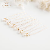 6 pics/ Handmade Gold Brides Pearls  Brides Crystal Hairpin Woman Fashion Hair clips