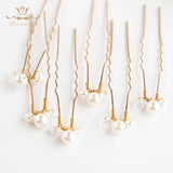 6 pics/ Handmade Gold Brides Pearls  Brides Crystal Hairpin Woman Fashion Hair clips