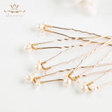 6 pics/ Handmade Gold Brides Pearls  Brides Crystal Hairpin Woman Fashion Hair clips