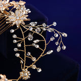 Handmade Brides European Rhinestone Hair Combs Gold Leaves Hair Sticks Wedding Hair Accessories