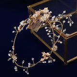 Handmade Brides European Rhinestone Hair Combs Gold Leaves Hair Sticks Wedding Hair Accessories