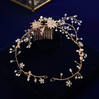 Handmade Brides European Rhinestone Hair Combs Gold Leaves Hair Sticks Wedding Hair Accessories