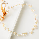 Freshwater Pearls Soft Brides Hairbands with ribbons Gold Wedding Hair Accessories