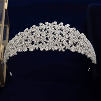 Gorgeous CZ Zircon Crystal Silver Wedding Crowns Tiaras Headpieces