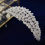 Gorgeous CZ Zircon Crystal Silver Wedding Crowns Tiaras Headpieces