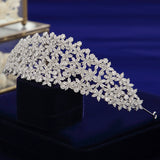 Gorgeous CZ Zircon Crystal Silver Wedding Crowns Tiaras Headpieces