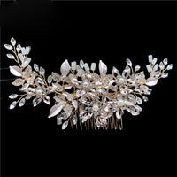 Gorgeous Gold Leaves Bridal Hair Barrettes Wedding Crystal Hair accessory s8170