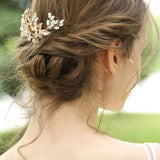 Gorgeous Gold Leaves Bridal Hair Barrettes Wedding Crystal Hair accessory s8170