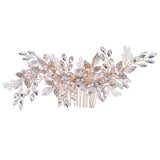 Gorgeous Gold Leaves Bridal Hair Barrettes Wedding Crystal Hair accessory s8170