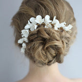 White Flower Soft Brides Hair Hairbands Crystal Barrettes Wedding Hair Jewelry Prom Head Wear S8189