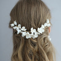 White Flower Soft Brides Hair Hairbands Crystal Barrettes Wedding Hair Jewelry Prom Head Wear S8189