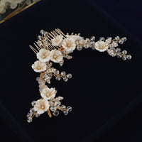 Cute Flower Bridal Crystal Hair Comb Headpiece Hair Sticks