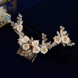 Cute Flower Bridal Crystal Hair Comb Headpiece Hair Sticks