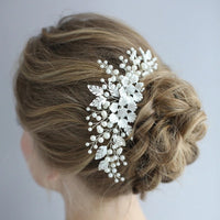 White Pearls Brides Hair Combs Crystal Barrettes Wedding Hair Jewelry Prom Head Wear S8205