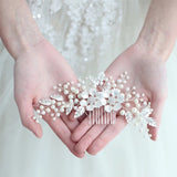 White Pearls Brides Hair Combs Crystal Barrettes Wedding Hair Jewelry Prom Head Wear S8205