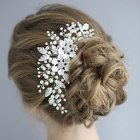 White Pearls Brides Hair Combs Crystal Barrettes Wedding Hair Jewelry Prom Head Wear S8205