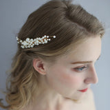 Handmade Pearls Brides Hair Combs Crystal Barrettes Wedding Hair Jewelry Prom Head Wear S8206