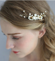 Handmade Pearls Brides Hair Combs Crystal Barrettes Wedding Hair Jewelry Prom Head Wear S8206