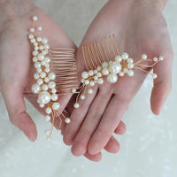 Handmade Pearls Brides Hair Combs Crystal Barrettes Wedding Hair Jewelry Prom Head Wear S8206