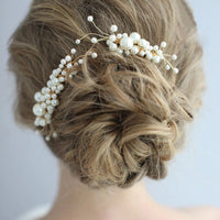 Handmade Pearls Brides Hair Combs Crystal Barrettes Wedding Hair Jewelry Prom Head Wear S8206