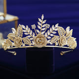 Gold European Zircon Crystal Brides Tiaras Headbands Wedding Hair Accessory SMIC7386