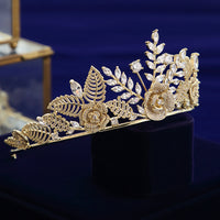 Gold European Zircon Crystal Brides Tiaras Headbands Wedding Hair Accessory SMIC7386