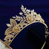 Gold European Zircon Crystal Brides Tiaras Headbands Wedding Hair Accessory SMIC7386